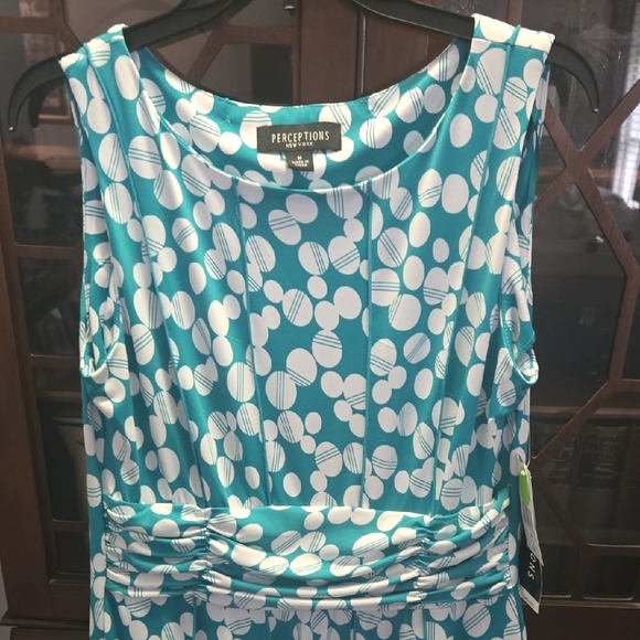 Perceptions New York London Teal and White Midi Dress - Picture 2 of 4